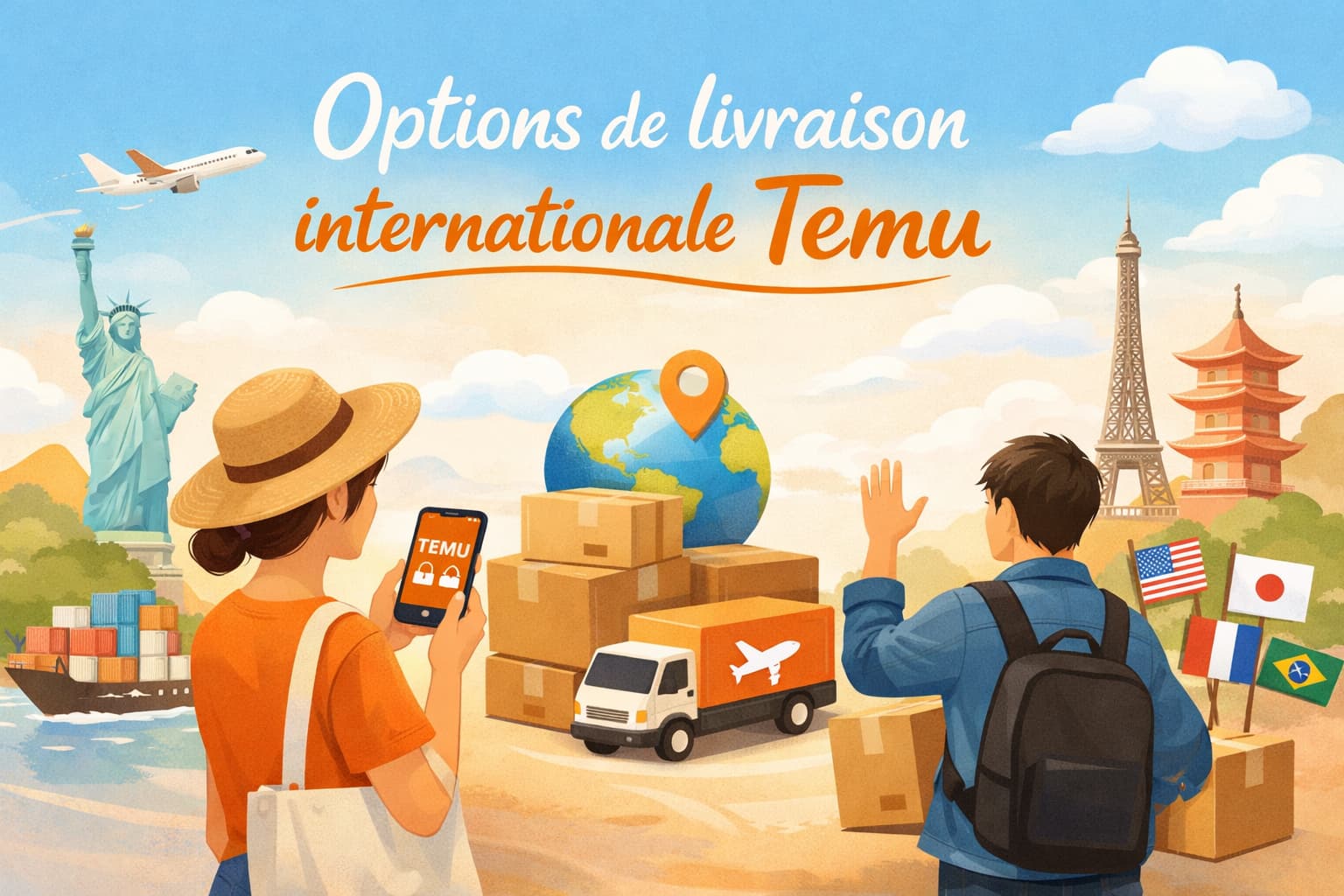 Options de livraison internationale Temu via l’application mobile