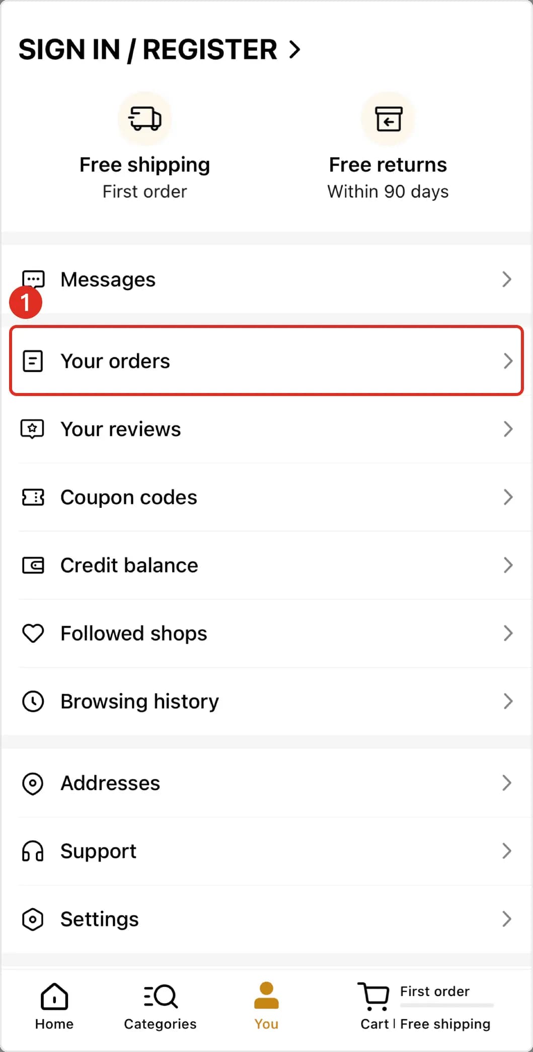 Les informations disponibles dans l’historique des commandes Temu