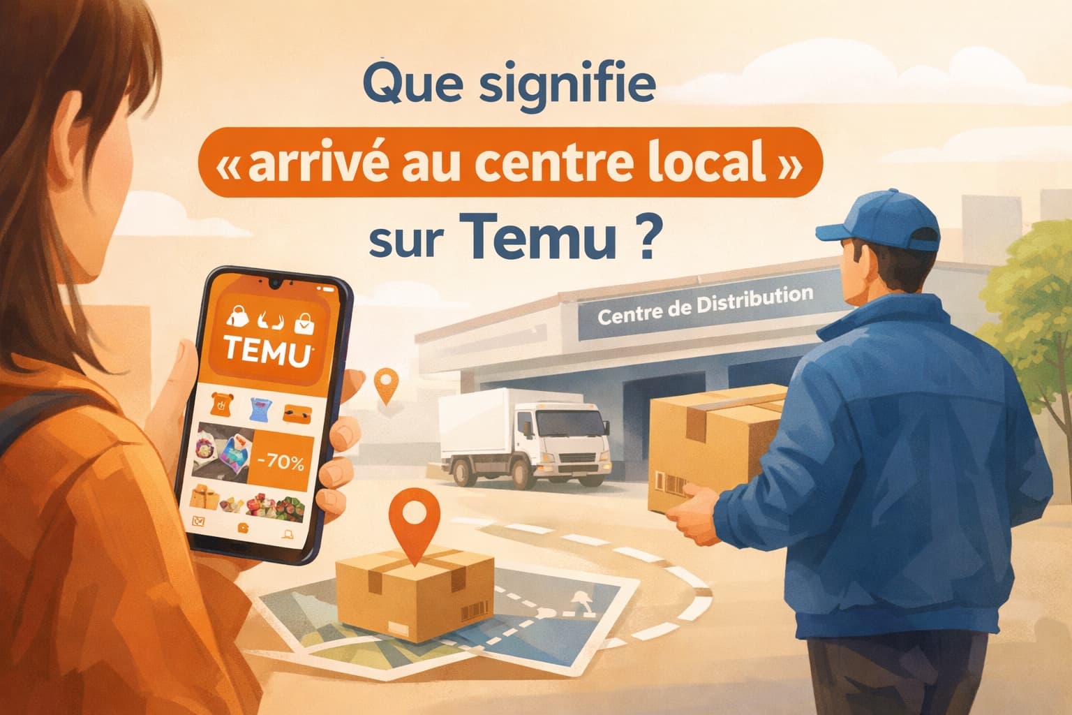 Que signifie « arrivé au centre local » sur Temu ?