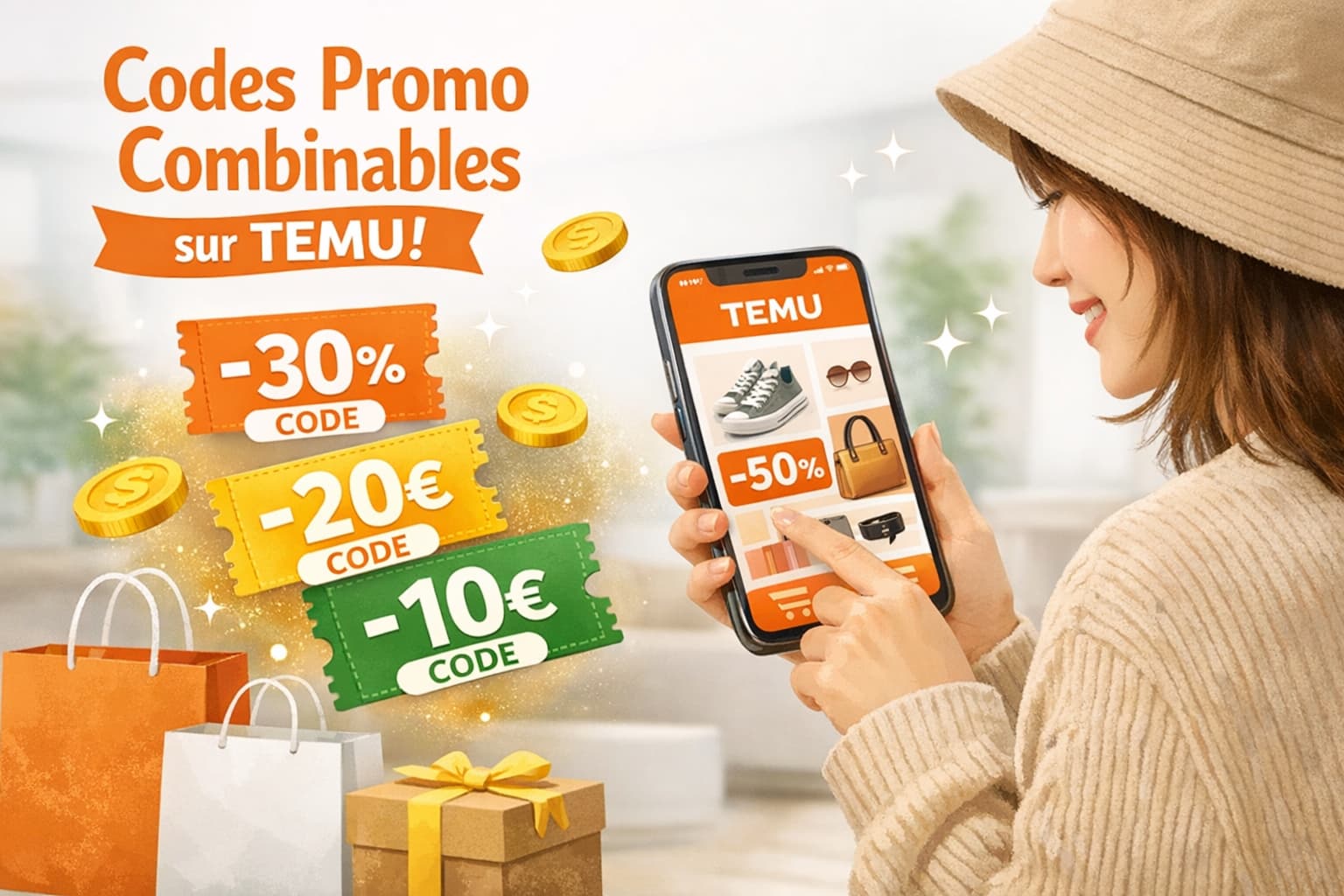 Codes promo combinables Temu pour économiser plus